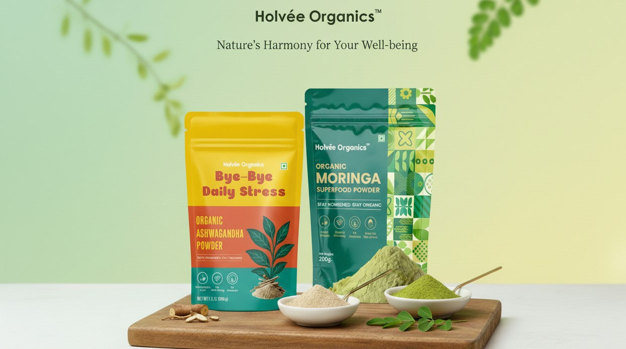 holvee, moringa, ashwagandha, organic health supplements