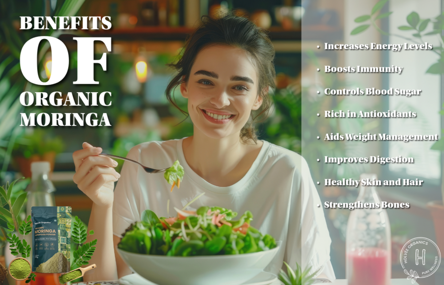 Organic Moringa Powder by Holvée, moringa, moringa powder, organic moringa, moringa superfood benefits